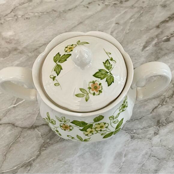 VTG Petite Flora Creamer & Sugar Set | Sears 1970s Stoneware | Floral Pattern - Picture 4 of 9